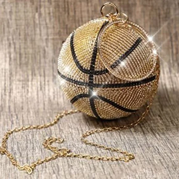 NEW BLING SWAROVSKI CRYSTAL RHINESTONE BASKETBALL CLUTCH HANDBAG PURSE +… - Picture 4 of 6